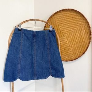 Lulu's In-Crown denim mini skirt scalloped hem S